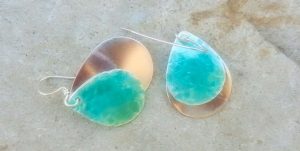 Light Turquoise Enamel Earrings on .999 Fine Silver
