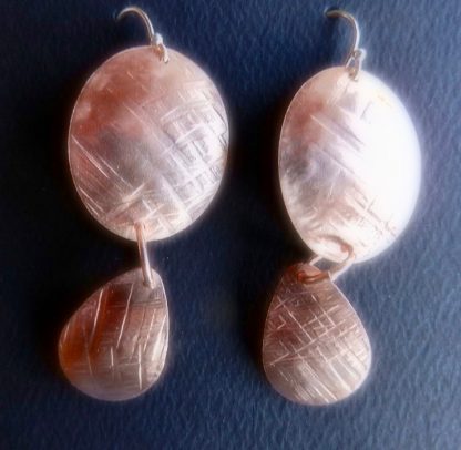 Oval and Teardrop Copper Earrings