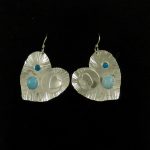 Heart Shaped Fine Silver Earrings with Turquoise and Amazonite