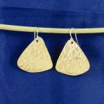 Fan Shape Brass Earrings with Swiss Cheese Texture